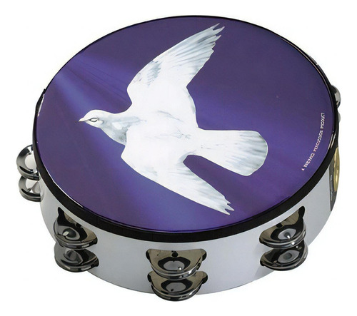 Pandero Remo 8 Pulgadas 2 Hileras De Rines Religious Dove Ta-9208-18 Inmediato + Color Blanco