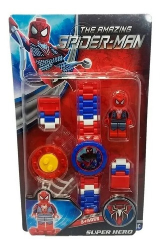 Relógio Digital Infantil Vingadores + Lego Homem Aranha Cor Da Correia Vermelho Azul E Branco Cor Do Bisel Azul