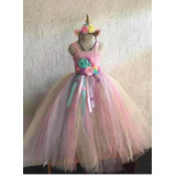 8 Vestido Unicornio Tutu Dress Para Niña Princesa Pastel Tul