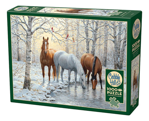 Rompecabezas Caballos En Invierno 1000 Pz Cobble Hill Bosque