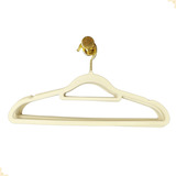 100 Cabides Veludo Branco Gancho Dourado Ouro Adulto