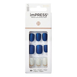 Uñas Postizas Impress Press On Chasing Stars Color Azul