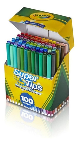 100 Plumones Crayola Marcadores Delgados Lavables Super Tips