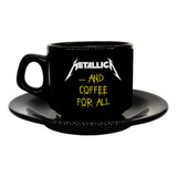 Xícara Com Pires Metallica And Coffee For All - Black 180ml