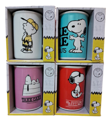 Taza-tazon Maki Porcelana Diseño Snoopy Colores 350ml