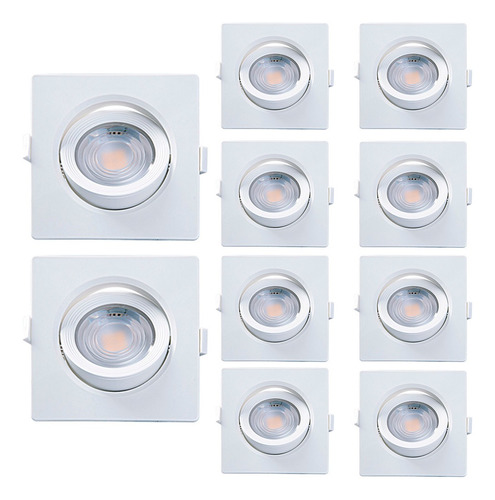 Spot De Led Quadrado Alltop Par 20 7w Taschibra Kit C/10 Pçs