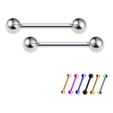 Piercing Barbell Mamilo Titânio Cores - Valor Do Par