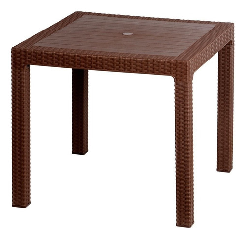 Mesa Com Boca Para Guarda Sol Rattan Marrom Desmontavel 