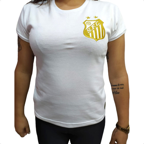 Camiseta Feminina Santos Comemorativa 1000 Gols Pelé