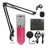Microfono Condensador Soporte Brazo Tarjeta Sonido V8