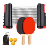 Juego De Ping Pong De Mesa Portátil Con Red Retractil Raquet