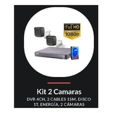 Kit Hikvision 2 Cámaras Full Hd 1080p Dd 1tb Ver En App Y Tv