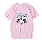 Playera Camiseta Moda Minimalista Animales Mapache Geometria