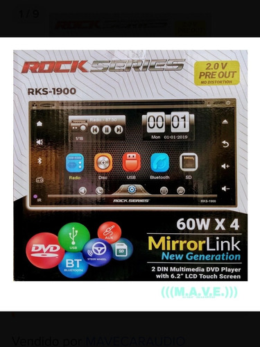  Estereo 2 Din Rockseries Mod-rks-1900 . Dvd.. Bluetooth.