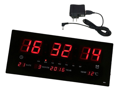 Reloj Despertador De Pared Led Grande Electrónico De 17