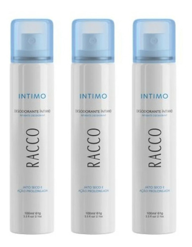 Kit 3 Desodorante Spray Jato Seco Racco Intimos Aerosol