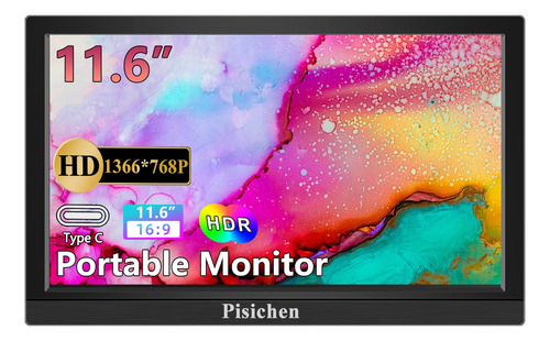 Pisichen Monitor Portátil, Pantalla Ips Hd X768 De 11.6 Pu.