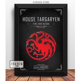 Quadro Decorativo Game Of Thronos Casa Targaryen A3 C/ Vidro