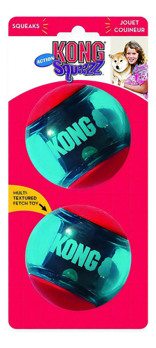 Kong Squezz Action Ball Largejuguete Pelota Perro Pack X2 Color Celeste