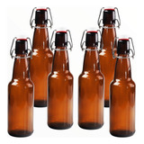 12 Botellas De Vidrio Ambar + Tapón Mecánico 330ml