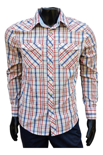 Camisa Levis Talle M A Cuadros Azul/ Rojo Y Blanco 