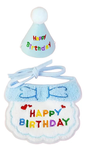 Set De Gorro Y Babero De Cumpleaños Perro Gato Ajustable