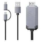 1 Cable 2 En 1 Usb Tipo C / Micro Usb A Hdmi, Adaptador Hdmi