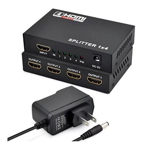 Multiplicador Splitter Hdmi, 1 Entrada X 4 Salidas, 1080p 3d