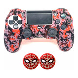 Funda Protector De Control Ps4 Spiderman + Gomas 03