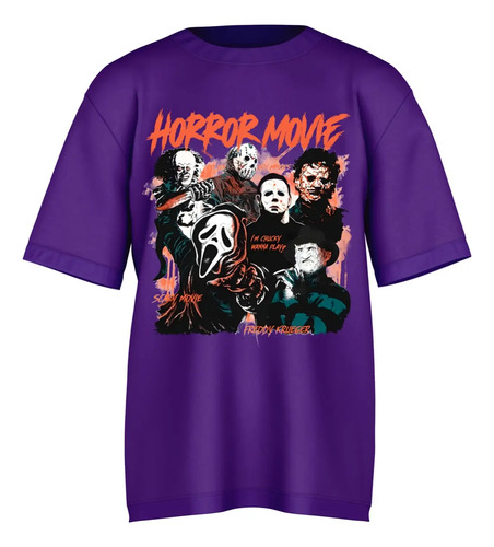 Playera Serial Killers De Películas De Terror Oversize E G