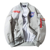 Chaqueta Bomber Con Ajuste De Parche Apollo Nasa Para Hombre