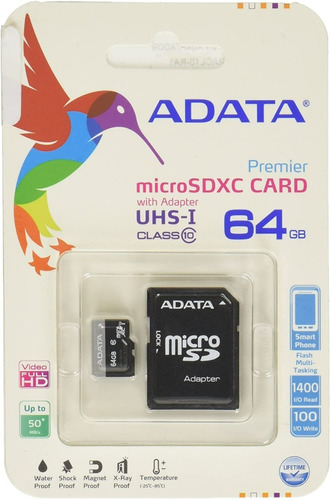 Memoria Flash Adata Premier 64gb Microsdxc Uhs-i Clase 10