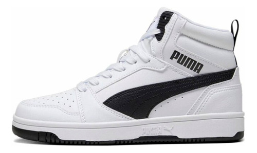 Puma Rebound V6 Mid Jr Unisex Color Blanco, Negro 