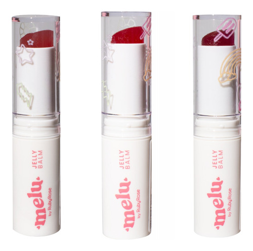 Kit 3 Sabores Jelly Balm Labial Melu By Ruby Rose Hidratante