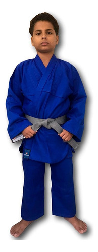 Kimono Judô / Jiu Jitsu Infantil Reforçado Azul Com Faixa