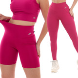 Kit 2 Peças Moda Feminina Legging + Bermuda Blackout