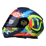 Casco Abatible Shaft Sh-3910 Dv Brush Stroke Azul / Neón