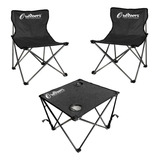 Set Sillas Director Mesa Plegables Playa Pesca Camping 110kg Color Negro