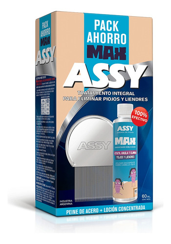 Pack Ahorro P/ Piojos Assy Peine Fino De Acero + Loción Max