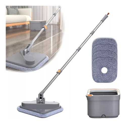 Set De Mopa Y Cubo Spin Mop Con Escurridor