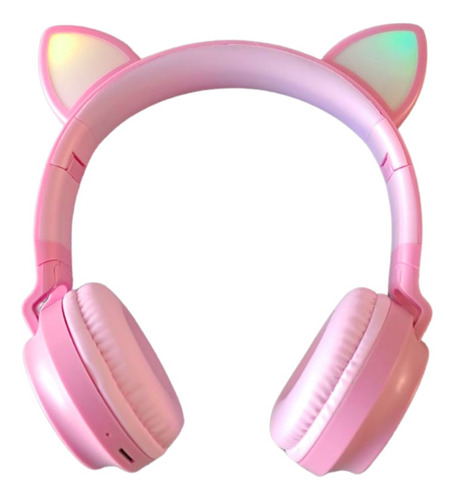 Audífonos Diadema Gato Bluetooth Fm Luces Color Micro Sd