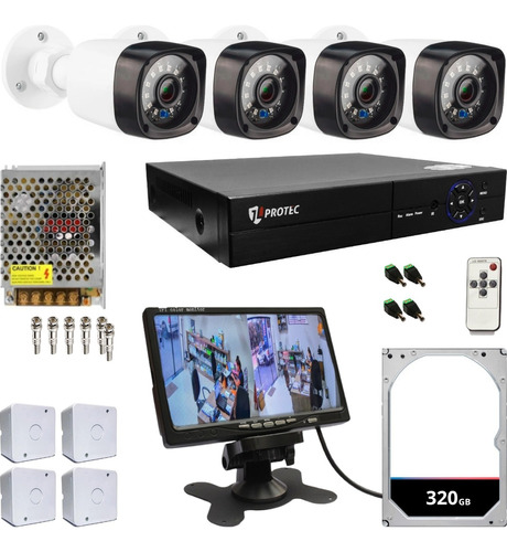 Kit Cftv 4 Câmeras Segurança Hd Monitor 7 Pol Dvr 4ch P2p