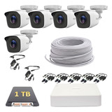 Kit Cctv 5 Cámaras Hikvision 1080p Baluns 1tb 100 Mts Utp