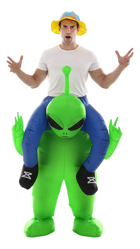 Disfraz De Halloween Para Parejas Para Adultos O Niños, Disfraz Inflable De Alien Fun Ride, Disfraz De Gato Bruja Negro Inflable