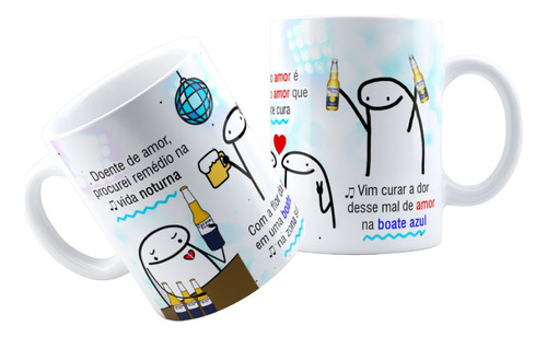 Caneca Xicara Porcelana Meme Flork Musica Modão Boate Azul