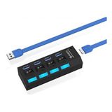 Hub Usb 3.0 Extensão 4 Portas Régua Adaptador Pc Hd Externo