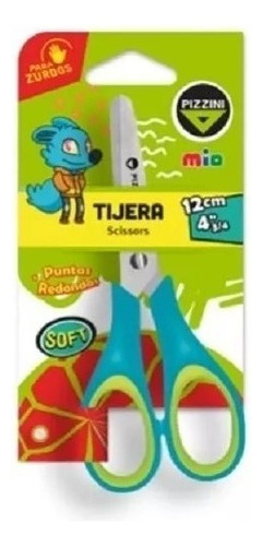 Tijera Zurdos Escolar Marca Pizzini Ideal Para Colegio 12 Cm Color Verde