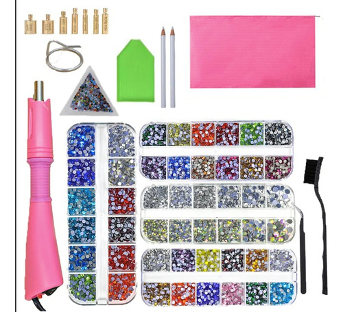 Set Kit Pegar 8000 Cristales Strass Hotfix Cautin Aplicador