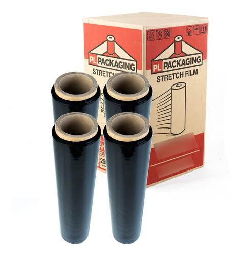 Film Stretch Negro 50 Cm X 4 Rollos - Oscuro - Sin Interes