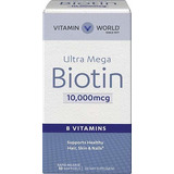 Vitamina A Mundo Ultra Mega Biotina 10,000 Mcg. 50 Cápsulas